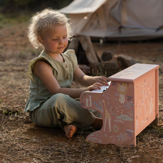 Little Dutch Wooden Piano - Safari Friends (Pink)