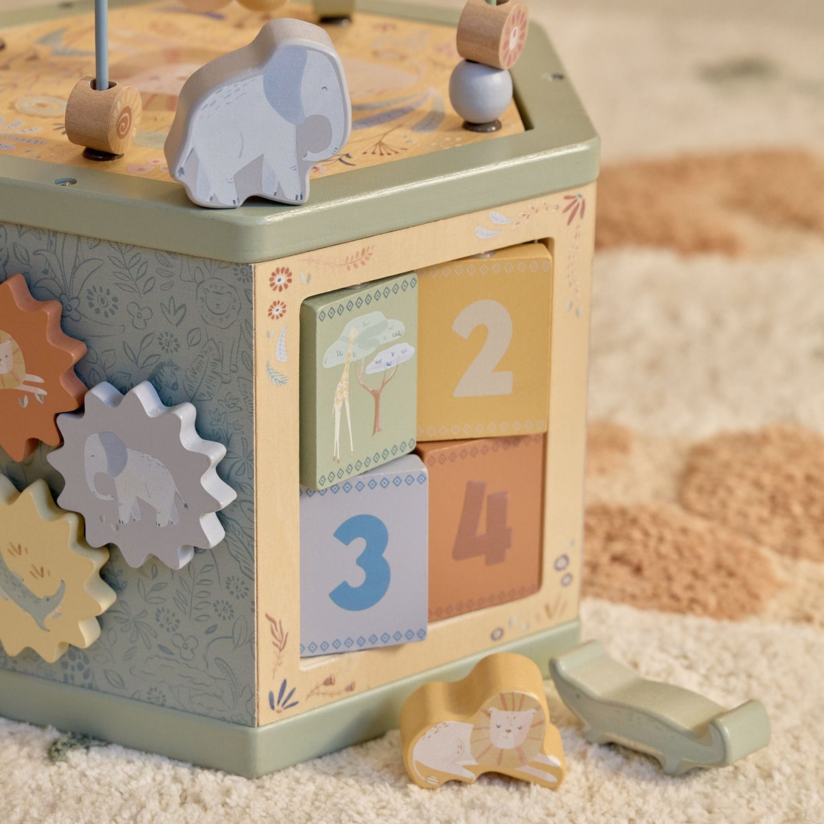 Little Dutch Wooden Activity Cube - Safari Friends
