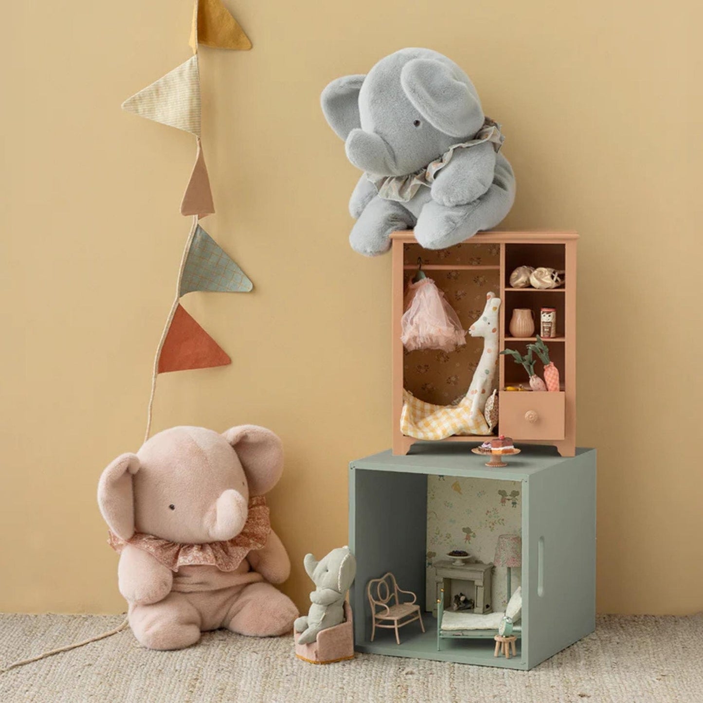 Maileg Big Elephant Plush - Blue Grey