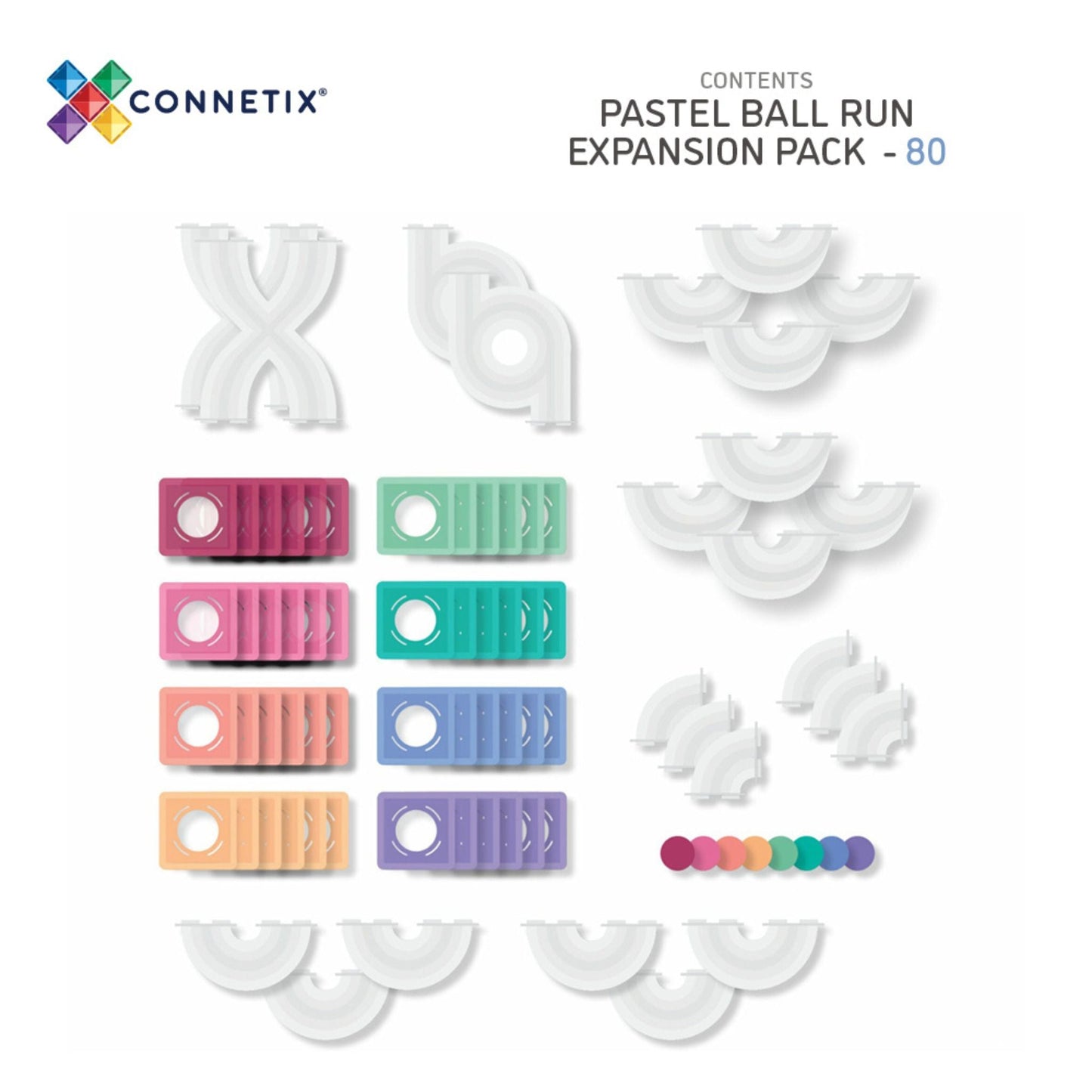 Connetix 80 Piece Pastel Ball Run Expansion Pack
