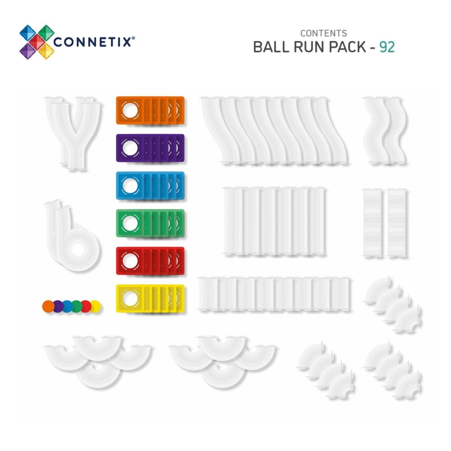 Connetix 92 Piece Rainbow Ball Run Pack