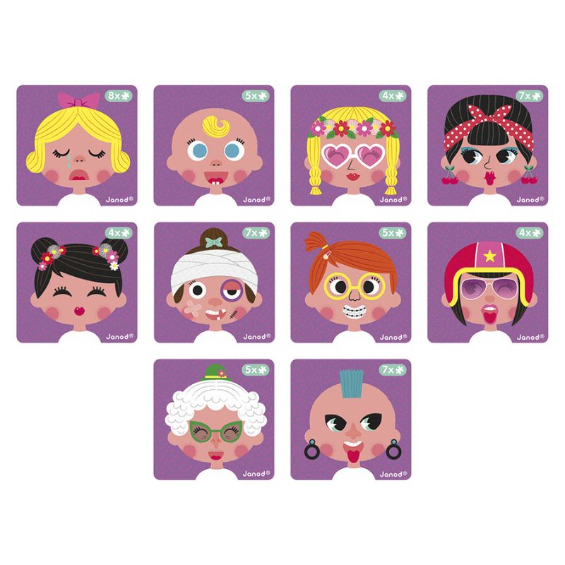 Janod Girls Crazy Faces Magnetibook
