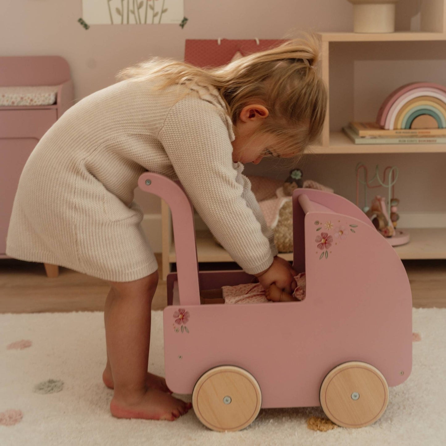 Little Dutch Wooden Doll Pram – Pink