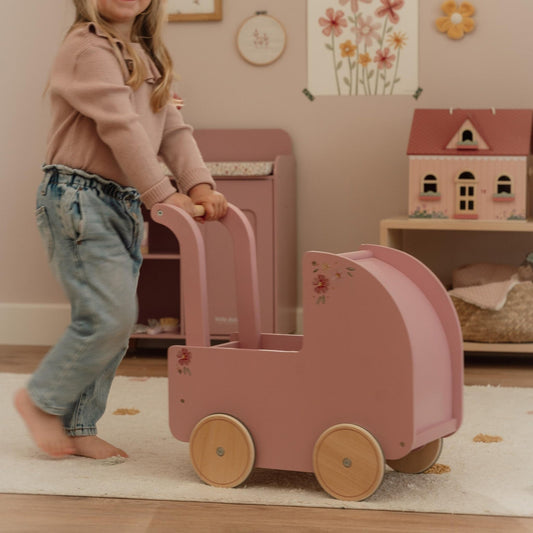 Little Dutch Wooden Doll Pram – Pink