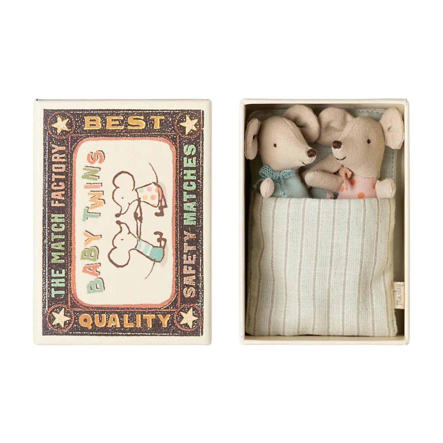 Maileg Baby Mice Twins in a Matchbox