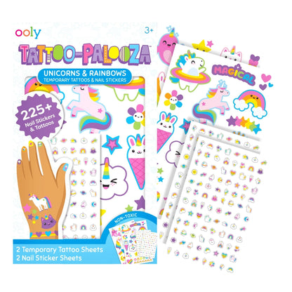 Ooly Tattoo Palooza Nail Stickers & Tattoos - Unicorns & Rainbows