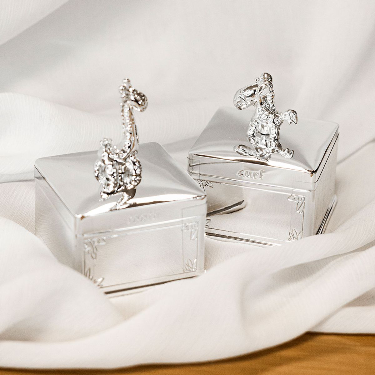 Giraffe & Zebra First Tooth and First Curl - Silver Plated